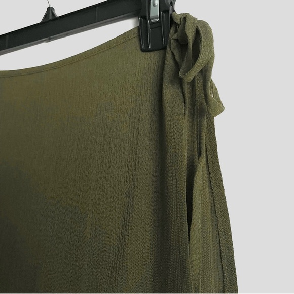 Zara Semi-Sheer Textured Wrap Skirt In Green Size M NWT - Picture 8 of 13